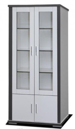 Witryna szeroka 94 cm biała mat + grafit G-10
