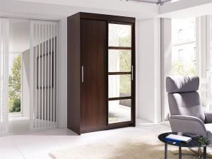 Szafa 120 cm wenge z lustrem półki drążek