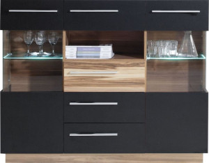 Komoda 135 x 40 cm biały czarny orzech system MN5