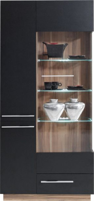 Witryna 90 x 40 cm biały czarny orzech system MN3
