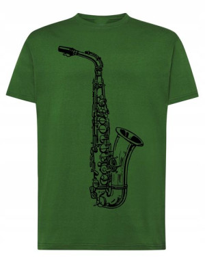 Saksofon Męski T-shirt Muzyk Modny Lato Rozm.L