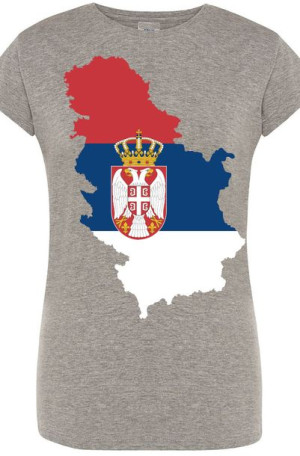 Serbia Damski T-Shirt Logo Nadruk Rozm.S