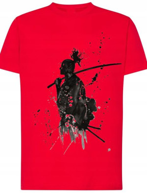 Samuraj Męski modny T-shirt Nadruk Rozm.XS