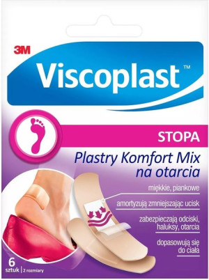 VISCOPLASST Plastry KOMFORT MIX na otarcia 6 szt