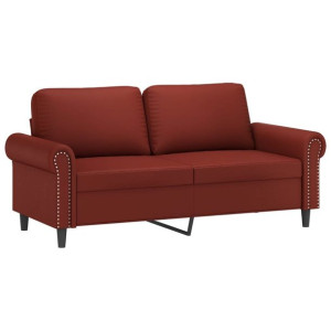 2-osobowa sofa, winna czerwień, 140 cm, sztuczna skóra