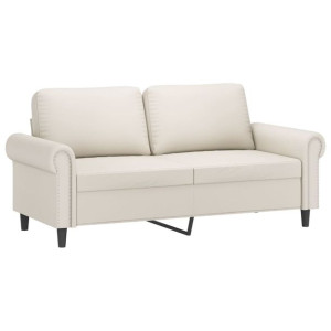 2-osobowa sofa, kremowy, 140 cm, sztuczna skóra