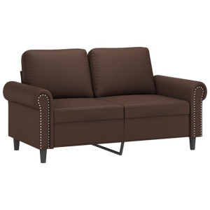 2-osobowa sofa, brązowa, 120 cm, obita sztuczną skórą