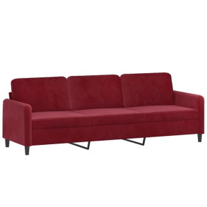Sofa 3-osobowa, winna czerwień, 210 cm, obita aksamitem