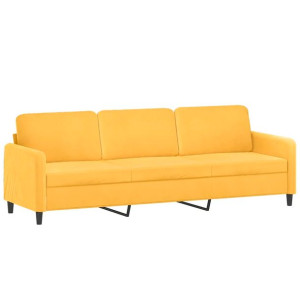Sofa 3-osobowa, żółty, 210 cm, tapicerowana aksamitem