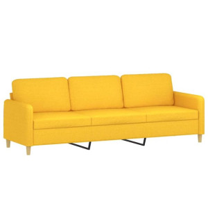 Sofa 3-osobowa, jasnożółta, 210 cm, tapicerowana tkaniną