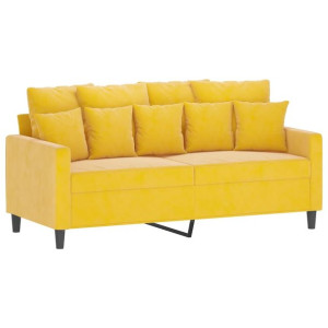 Sofa 2-osobowa, żółta, 140 cm, tapicerowana aksamitem