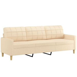3-osobowa sofa, kremowa, 210 cm, tapicerowana tkaniną