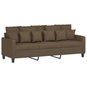 Sofa 3-osobowa, brązowa, 180 cm, tapicerowana tkaniną