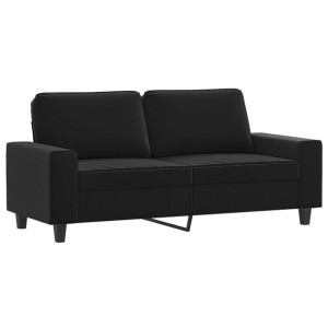Sofa 2-osobowa, czarna, 140 cm, tapicerowana mikrofibrą