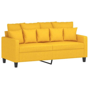 Sofa 2-osobowa, jasnożółta, 140 cm, tapicerowana tkaniną