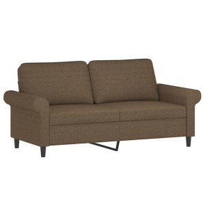 Sofa 2-osobowa, brązowa, 140 cm, tapicerowana tkaniną