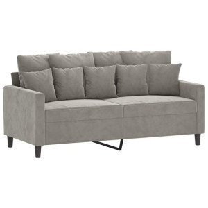 Sofa 2-osobowa, jasnoszara, 140 cm, tapicerowana aksamitem