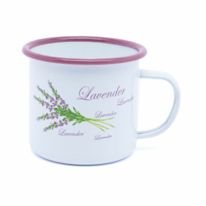 Kubek Emaliowany Biały Lawenda 500 Ml