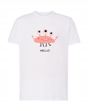 Śmieszny T-Shirt nadruk potwór HELLO Rozm.XS