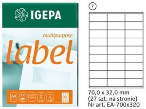 Etykiety Samoprzylepne A4 100 Szt 70x32 Labels Ep 3479
