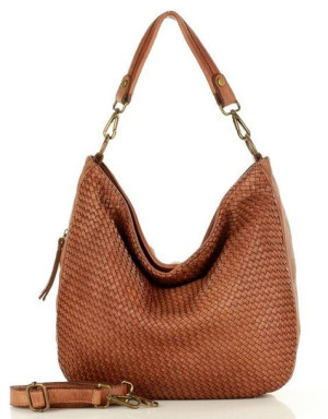 Torebka skórzana pleciona na ramię high quality hobo leather bag - MARCO MA