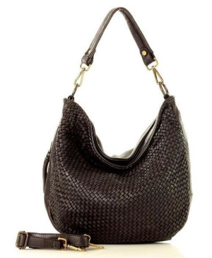 Torebka skórzana pleciona na ramię high quality hobo leather bag - MARCO MA