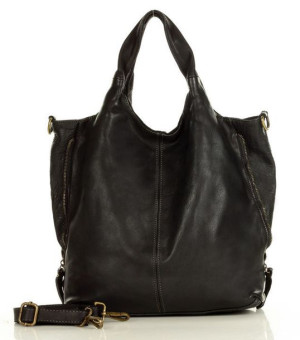 Torba damska skórzana pojemny shopper z rozpinanymi bokami classic leather
