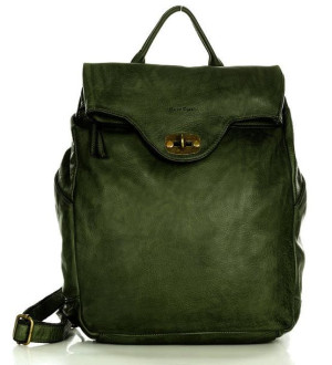 MARCO MAZZINI Duży akademicki plecak old pelle travel big zielony militare