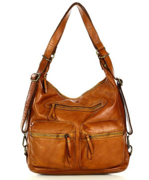 MARCO MAZZINI Miejska torebka plecak skórzana convertible leather bag brąz