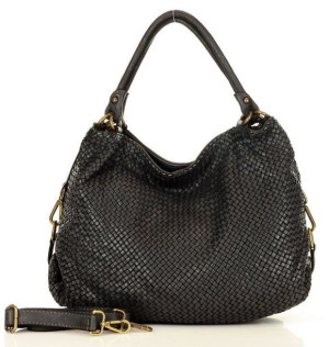 Torebka pleciona damska shopper z naturalnej skóry timeless leather bag - M