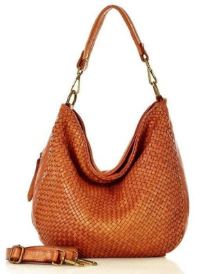 Torebka skórzana pleciona na ramię high quality hobo leather bag - MARCO MA