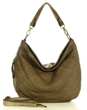 Torebka skórzana pleciona na ramię high quality hobo leather bag - MARCO MA