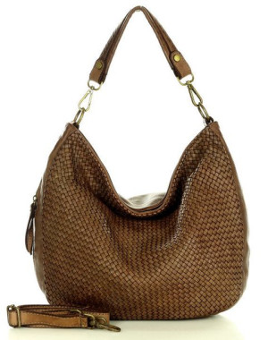 Torebka skórzana pleciona na ramię high quality hobo leather bag - MARCO MA