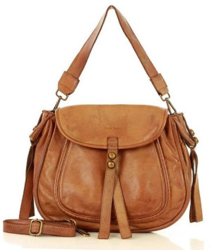 Marco Mazzini Torebka classic saddle bag ze skóry naturalnej na ramie brąz