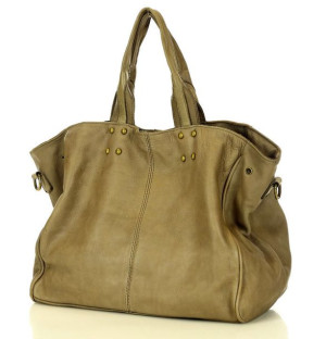Marco Mazzini Torebka designerska shopper bag vera pelle skóra beż taupe