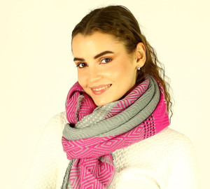 Duża chusta damska dla koneserek naturalny wzór MAZZINI multi pastel róż