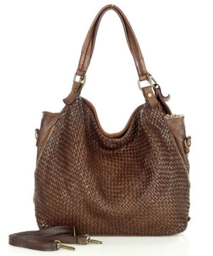 Miejska torebka pleciona na ramię skóra naturalna vintage leather bag - MAR