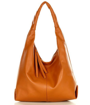 Torebka skórzana worek na ramię tote bag smooth leather MARCO MAZZINI brąz