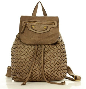MARCO MAZZINI Miejski plecak skórzany genuine leather handmade classic beż