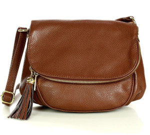 Torebka ze skóry półokrągła leather saddle bag - MARCO MAZZINI dollaro migd
