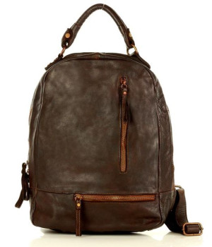 Marco Mazzini  Plecak genuine leather handmade classic brąz caffe