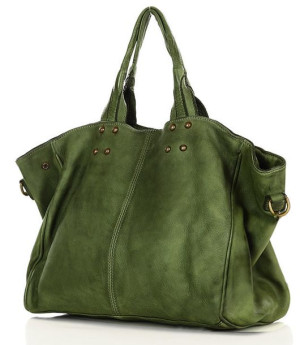 Marco Mazzini Torebka designerska shopper bag vera pelle skóra zielony