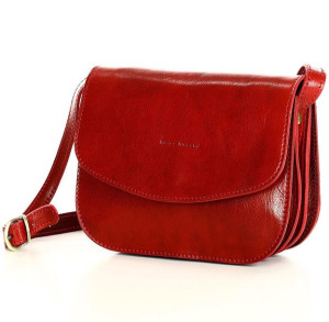Torebka skórzana damska messegerka classic leather bag - MARCO MAZZINI czer