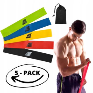 Zestaw 5 Gum Do Ćwiczeń Fitness Taśmy + Pokrowiec