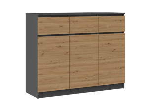 Komoda 3d3s - Antracyt / Dąb Artisan