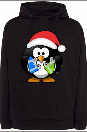 Świąteczna bluza Pingwin Kaptur Modna r.4XL