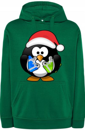 Świąteczna bluza Pingwin Kaptur Modna r.M