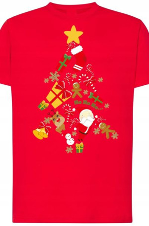 Świąteczny Męski Modny T-Shirt Nadruk r.M