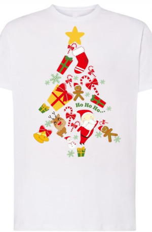 Świąteczny Męski Modny T-Shirt Nadruk r.XS