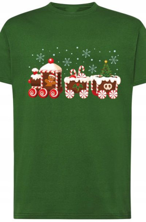 Świąteczny Pociąg Nadruk T-Shirt Męski r.5XL